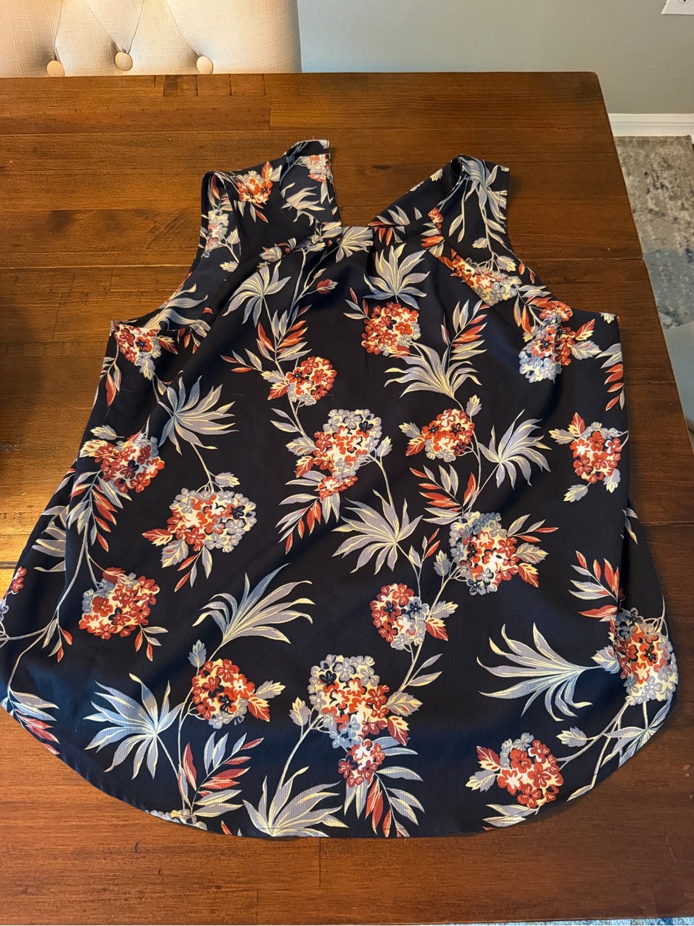 Ann Taylor Factory Navy Floral Tank Camisole